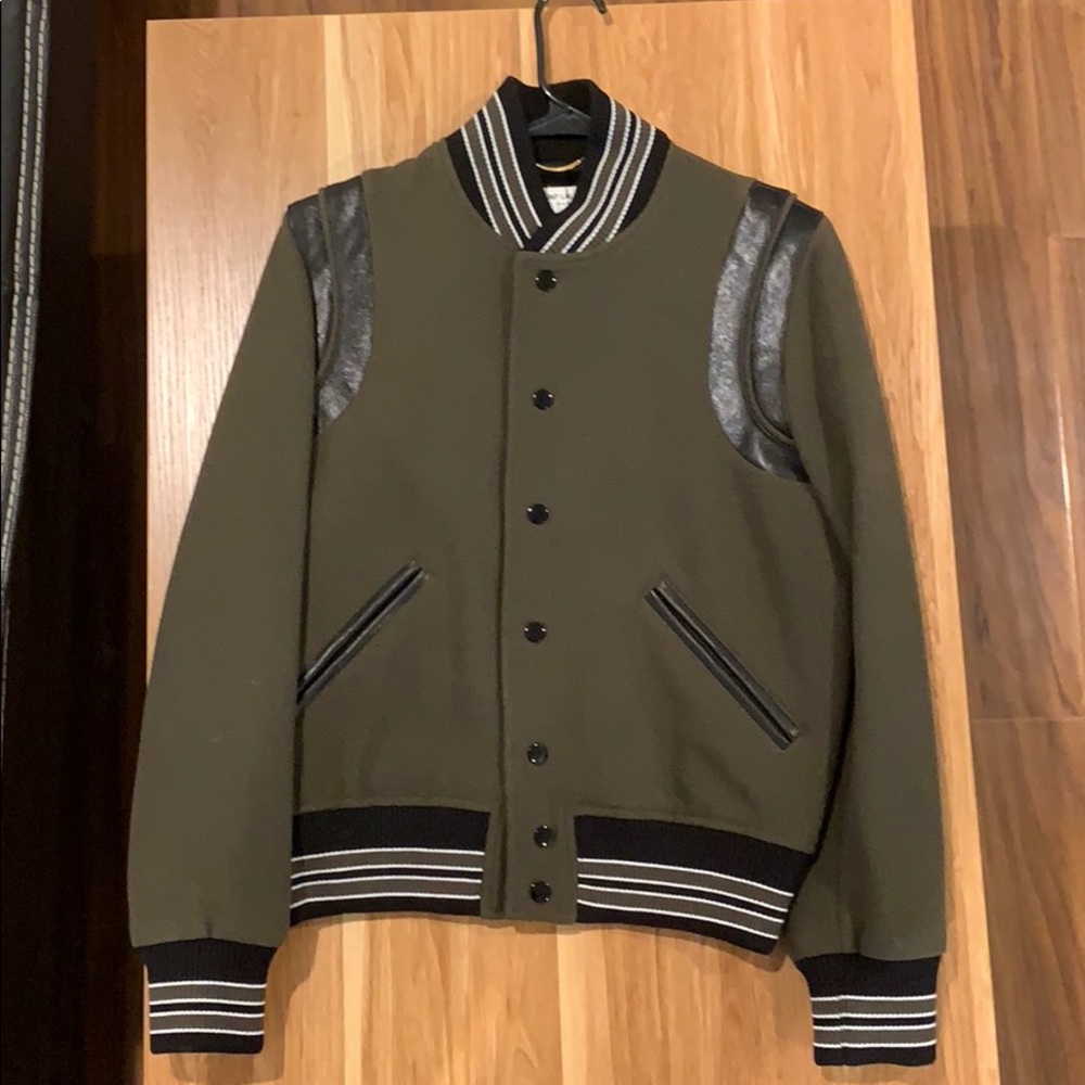 Teddy Leather-trimmed Wool-blend Bomber Jacket